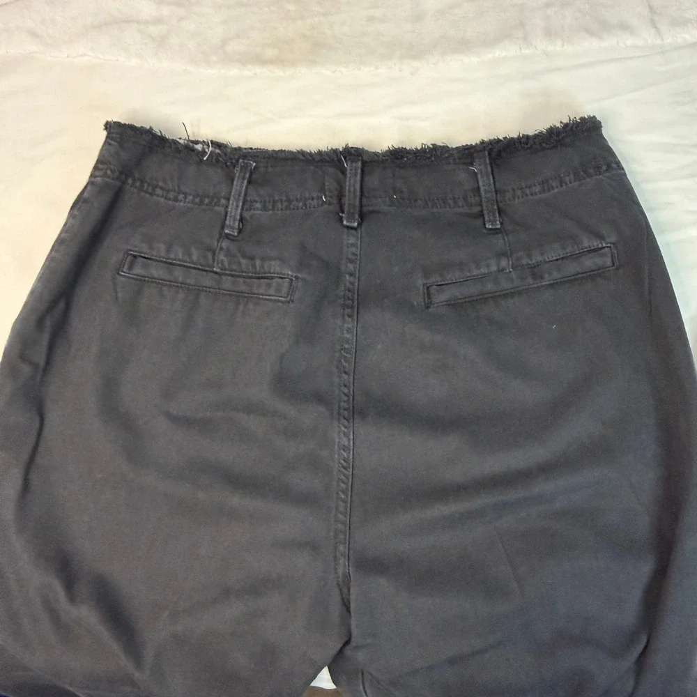 Bella Dahl Black Frayed Hem Tapered Utility Pants Women's Size 28 Cotton Tencel